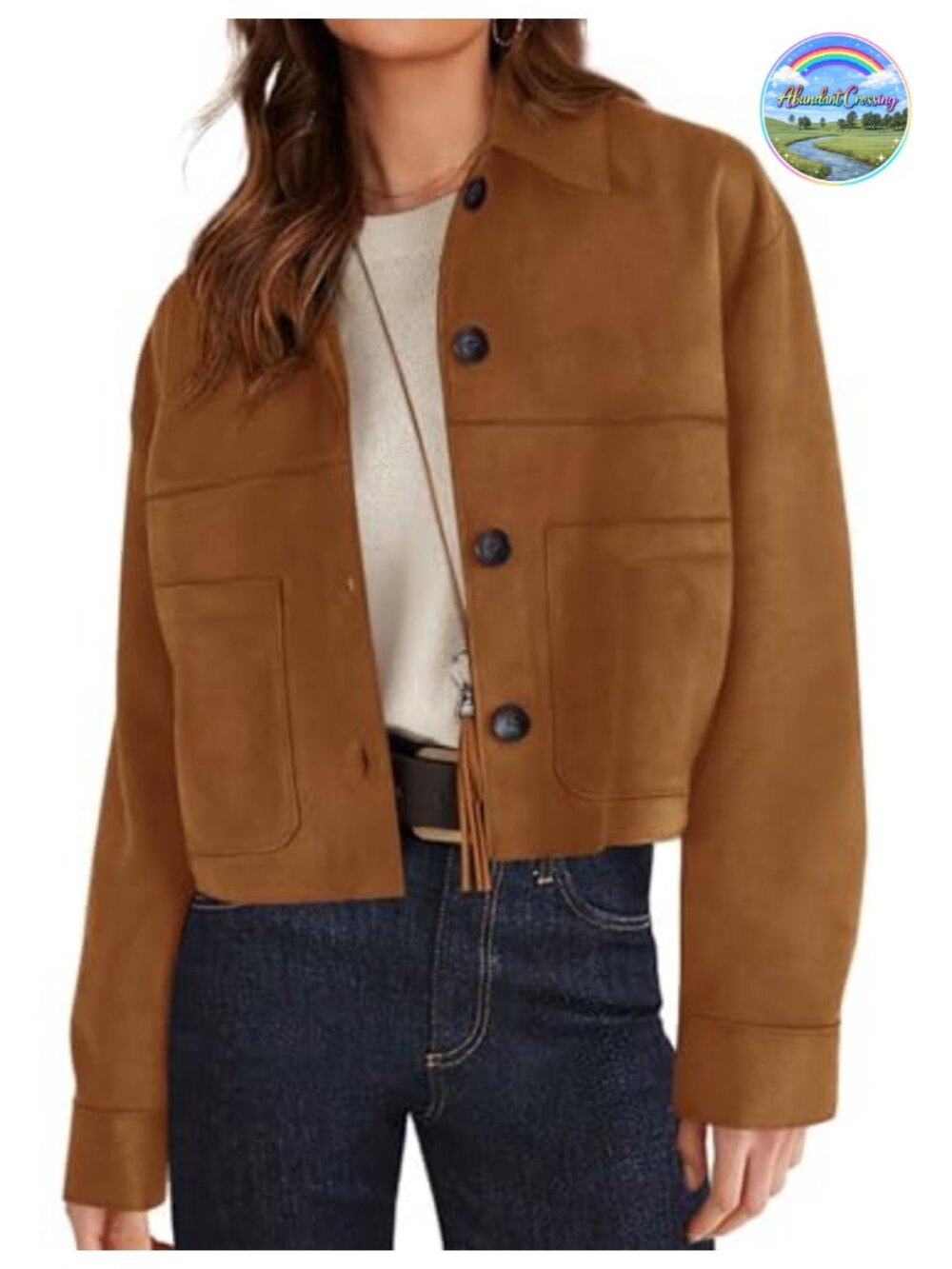 Faux Suede Shacket Jacket Lightweight Cropped Aviator Coat